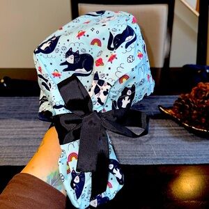 Ponytail Satin Lined Scrub Cap